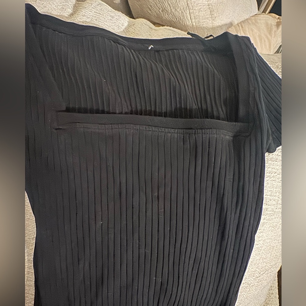 Zara Black Ribbed Square Neck Top